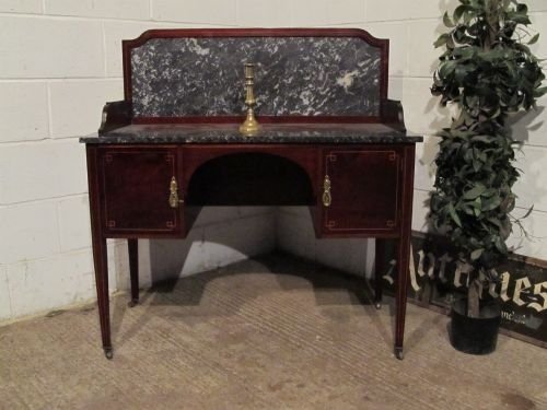Antique Edwardian Mahogany & Marble Inlaid Washstand C1900 Wdb6166/6.12