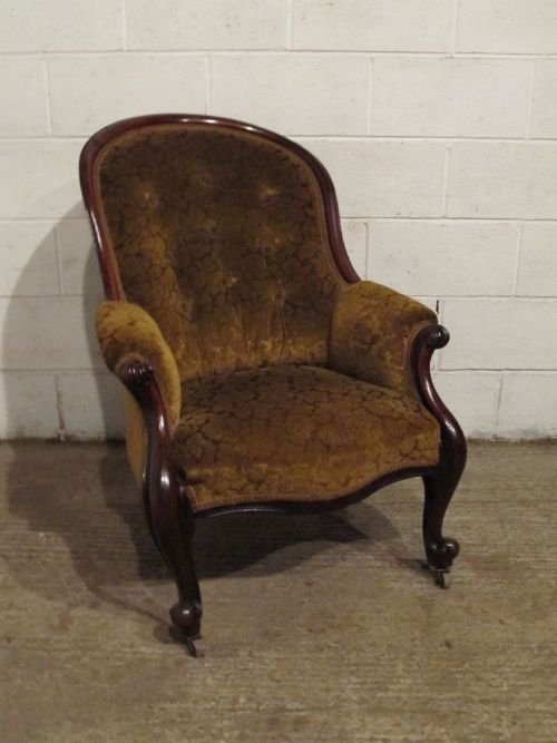 Antique Victorian Mahogany Tub Shaped Salon Armchair C1860 Wdb6170/6.12