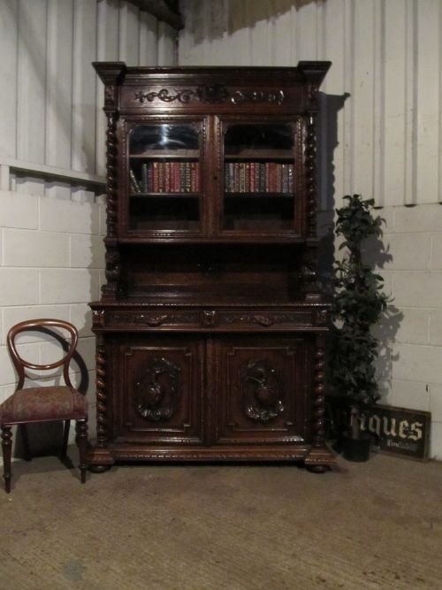 Antique Large Victorian Carved Oak Bookcase C1880 Wdb6177/6.12