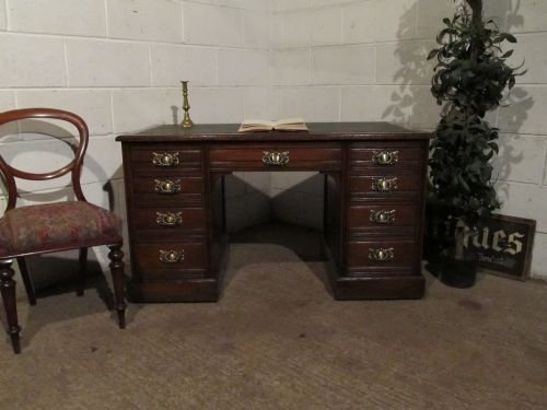 fig 1. ANTIQUE VICTORIAN OAK TWIN PEDASTAL DESK C1890 WDB4994/6.12