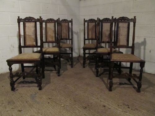 Antique Set Six Victorian Oak Bergere Back Dining Chairs C1880 Wdb6187/6.12