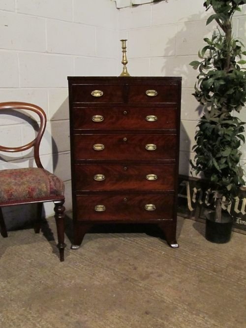 Antique Regency Mahogany Tall Chest of Drawers C1800 Wdb6169/13.12