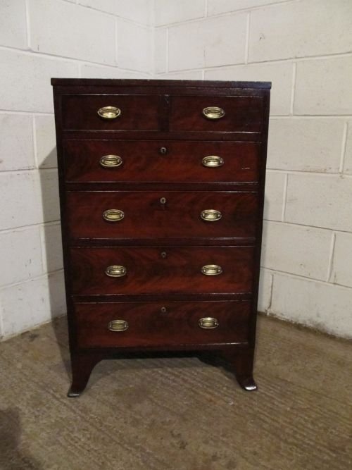 fig 1. ANTIQUE REGENCY MAHOGANY TALL CHEST OF DRAWERS C1800 WDB6169/13.12