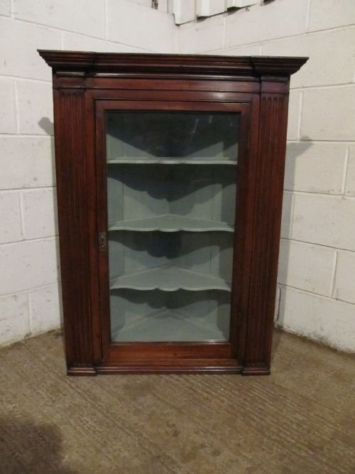 fig 1. ANTIQUE REGENCY MAHOGANY GLAZED WALL HANGING CORNER CABINET C1800 WT6198A/13.12