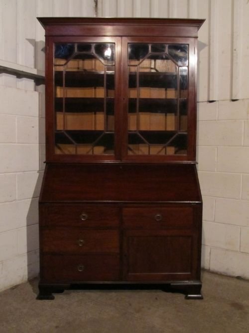 fig 1. ANTIQUE EDWARDIAN MAHOGANY ASTRAGAL GLAZED BUREAU BOOKCASE C1900 WT6199A/13.12