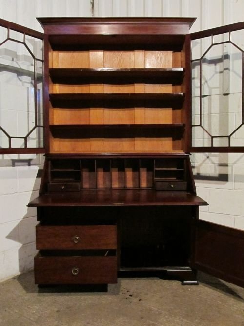 fig 2. ANTIQUE EDWARDIAN MAHOGANY ASTRAGAL GLAZED BUREAU BOOKCASE C1900 WT6199A/13.12