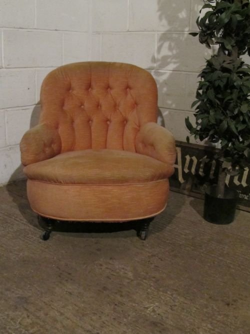 fig 1. ANTIQUE VICTORIAN BUTTON BACK TUB CHAIR C1880 WDB6165/13.12
