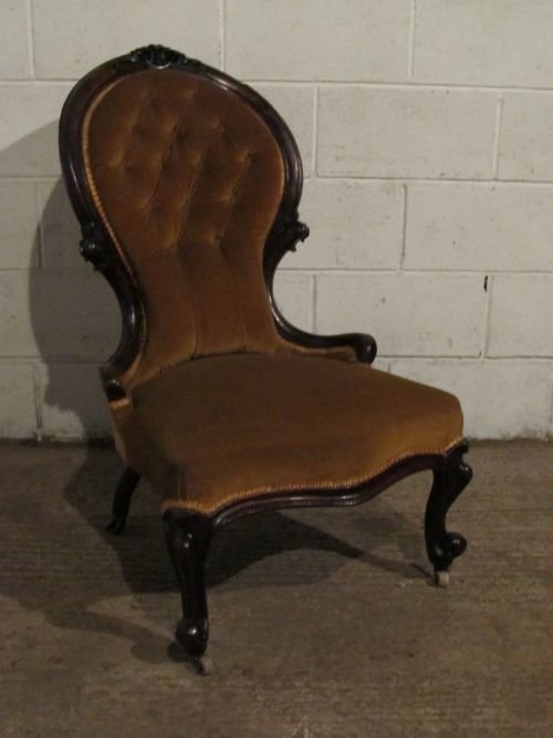 Antique Victorian Dark Walnut Spoon Back Salon Chair C1860 Wdb6172/13.12