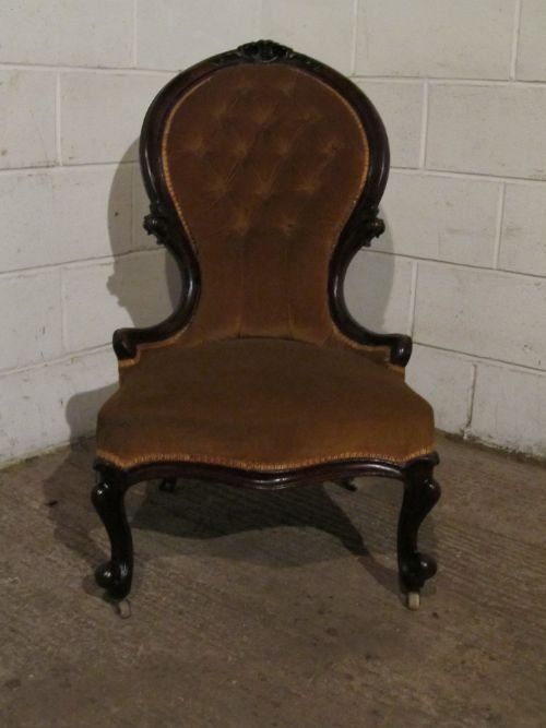 fig 1. ANTIQUE VICTORIAN DARK WALNUT SPOON BACK SALON CHAIR C1860 WDB6172/13.12