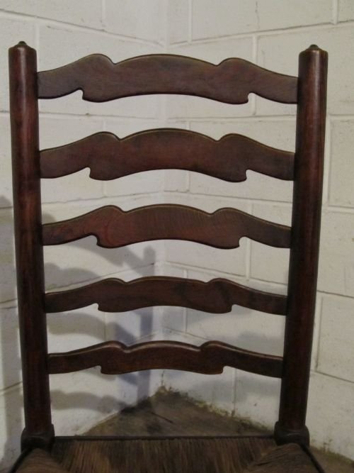 fig 2. ANTIQUE SET FOUR VICTORIAN COUNTRY OAK LADDER BACK DINING CHAIRS C1860 WDB6174/13.12