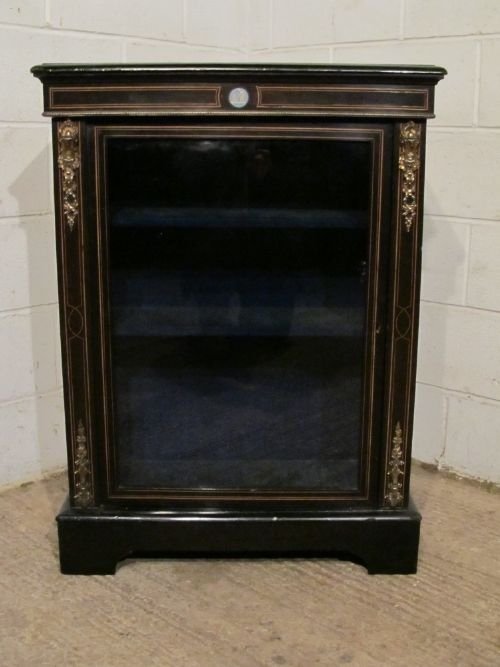 fig 1. ANTIQUE VICTORIAN EBONISED AND GILT PIER DISPLAY CABINET C1880 WDB6188/13.12