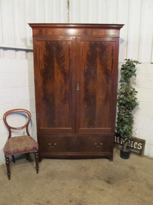 Antique Victorian Flamed Mahogany Double Wardrobe C1890 Wdb6153/29.11
