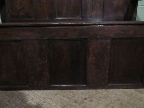 fig 2. ANTIQUE GEORGIAN JOINED OAK SETTLE HALL BENCH C1780 WDB6203/27.12
