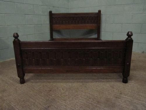 fig 1. ANTIQUE EDWARDIAN ARTS & CRAFTS CARVED DARK OAK DOUBLE BED WDB6146/27.12