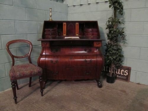 fig 1. ANTIQUE EARLY 19TH CENTURY MAHOGANY BOMBE BUREAU C1840 WDB6210/4.1