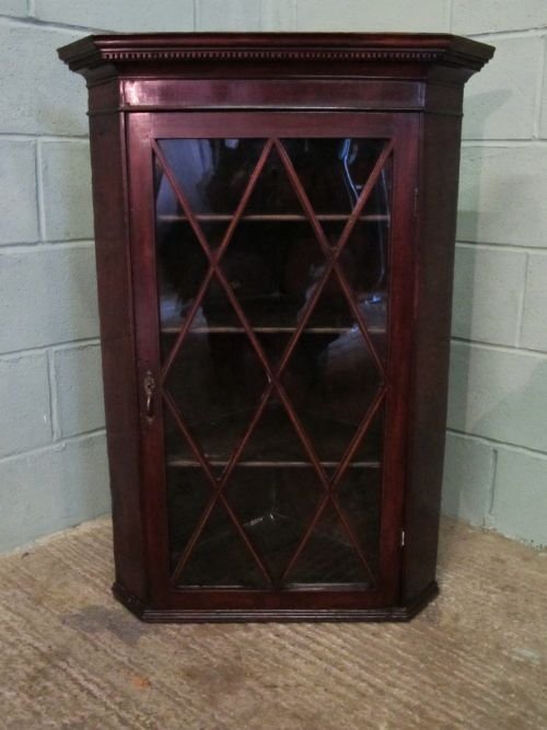 Antique Georgian Mahogany Glazed Corner Cabinet C1780