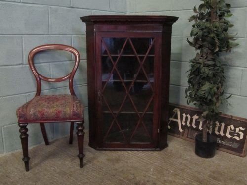 fig 1. ANTIQUE GEORGIAN MAHOGANY GLAZED CORNER CABINET C1780