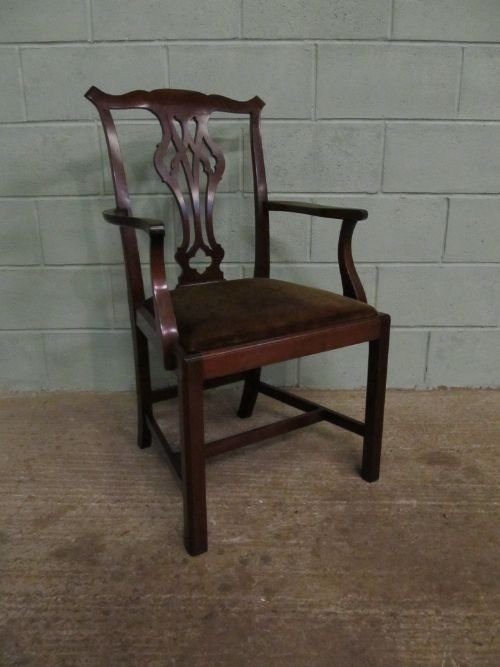 Antique Edwardian Chippendale Mahogany Library Desk Elbow Chair M6215a/18.1