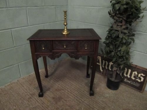 fig 1. ANTIQUE GEORGIAN OAK SMALL CARVED LOWBOY TABLE C1780 M6217A/18.1