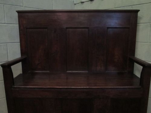 fig 1. ANTIQUE GEORGIAN JOINED OAK SETTLE HALL BENCH C1780 WDB6203/27.12