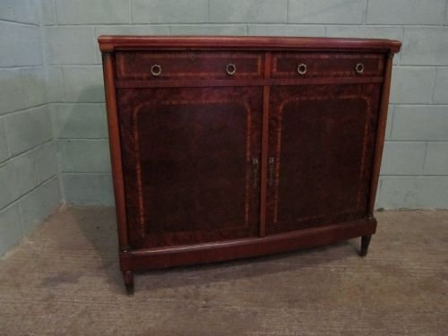 fig 2. ANTIQUE CONTINENTAL BOW FRONT WALNUT & MAHOGANY LINEN PRESS CABINET + GILT MOUNTS C1900