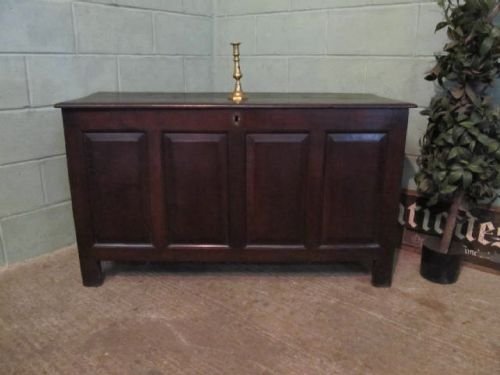 Antique Early Georgian Joined Oak Coffer Chest C1720