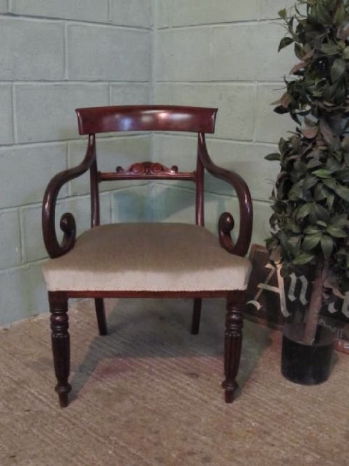fig 1. ANTIQUE WILLIAM 1V MAHOGANY DESK CHAIR ELBOW CHAIR C1830