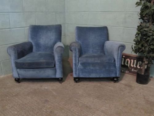 Antique Pair Small Edwardian Armchairs C1900