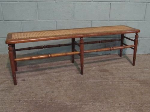 Antique Edwardian Arts & Crafts Honey Oak Bergere Hall Bench Seat C1900