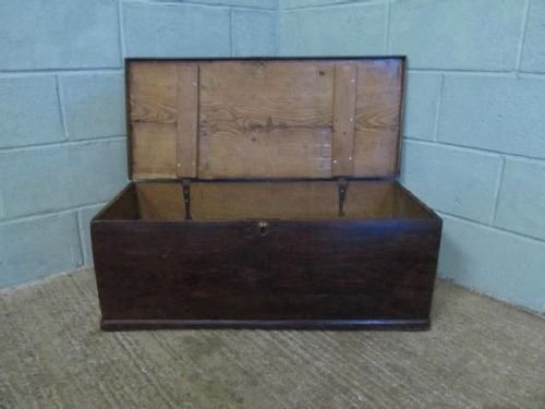 fig 1. ANTIQUE GEORGIAN COUNTRY ELM SMALL BOX CHEST C1780 6253/7.2