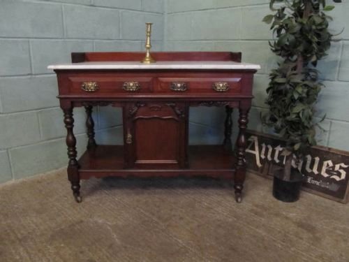 Antique Victorian Mahogany & Marble Washstand C1860 Md8/7.2