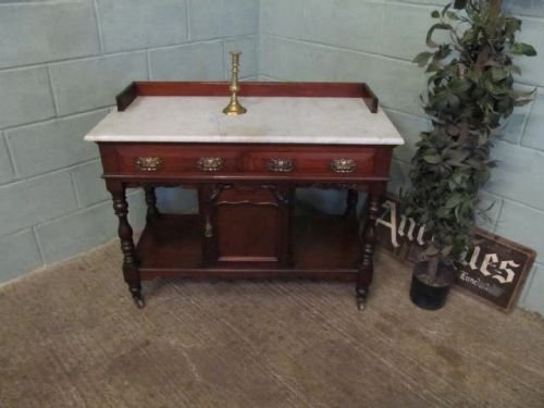 fig 1. ANTIQUE VICTORIAN MAHOGANY & MARBLE WASHSTAND C1860 MD8/7.2
