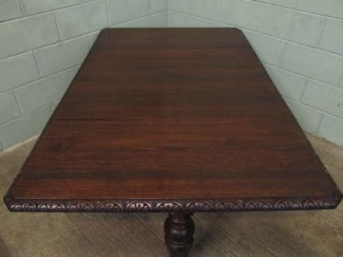 Antique Victorian Solid Carved Oak Drop Leaf Gate Leg Dining Table C1880 4472/19.3
