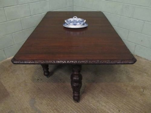 fig 1. ANTIQUE VICTORIAN SOLID CARVED OAK DROP LEAF GATE LEG DINING TABLE C1880 4472/19.3