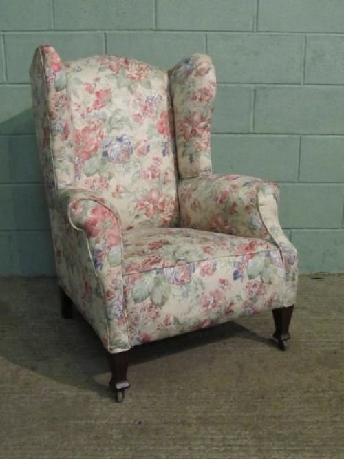 Antique Edwardian Upholstered Wing Armchair C1900 Wdb6265/1.3
