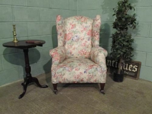 fig 1. ANTIQUE EDWARDIAN UPHOLSTERED WING ARMCHAIR C1900 WDB6265/1.3