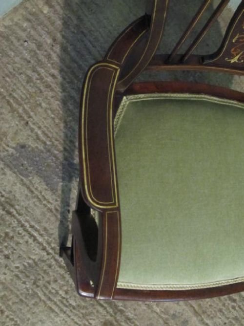 fig 2. ANTIQUE EDWARDIAN MAHOGANY INLAID SALON OR DESK CHAIR C1900 W6266/7.3