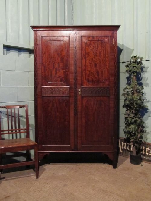 Antique Edwardian Mahogany Chippendale Double Wardrobe C1900 W6293/14.3