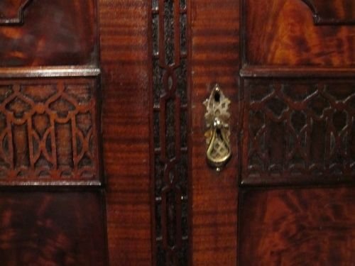 fig 1. ANTIQUE EDWARDIAN MAHOGANY CHIPPENDALE DOUBLE WARDROBE C1900 W6293/14.3