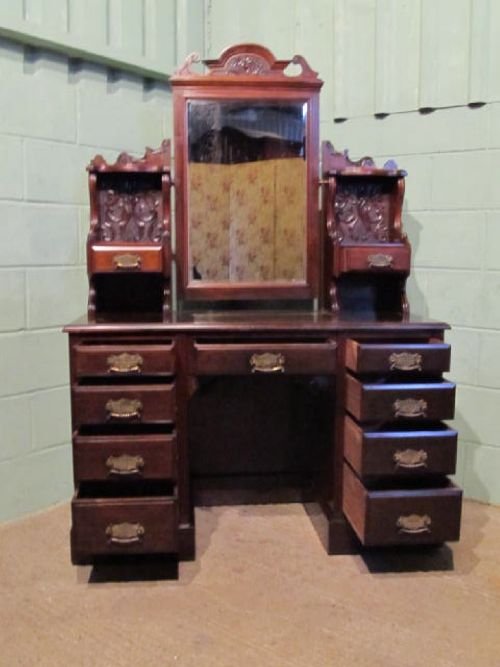 fig 1. ANTIQUE LATE VICTORIAN MAHOGANY DRESSING TABLE C1890 W6304/14.3