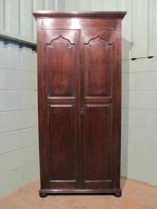 fig 1. ANTIQUE EARLY VICTORIAN TALL OAK HALL CUPBOARD CABINET C1830 W6313/21.3