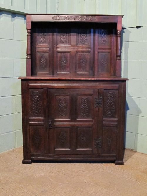 fig 1. ANTIQUE EARLY 17TH CENTURY JOINED OAK COURT CUPBOARD SIDEBOARD C1620 W6314/21.3