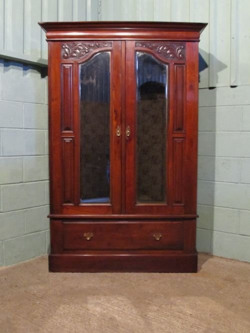 Antique Victorian Art Nouveau Mahogany Double Wardrobe C1890 W6327/21.3