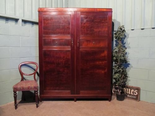 Antique Edwardian Mahogany Double Wardrobe C1900 W6315/21.3