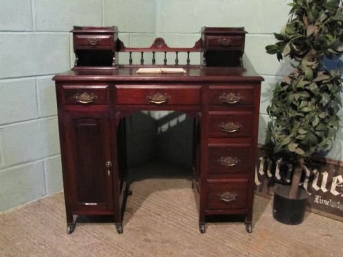 Antique Edwardian Small Mahogany Pedastal Desk C1900 W6323/29.3