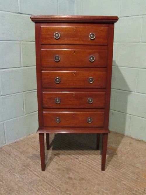 Antique Edwardian Tall Slim Mahogany Chest of Drawers C1900 W6331/29.3