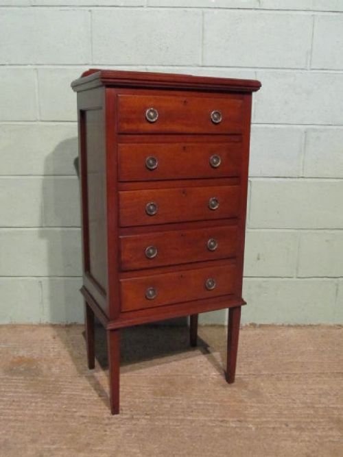 fig 2. ANTIQUE EDWARDIAN TALL SLIM MAHOGANY CHEST OF DRAWERS C1900 W6331/29.3