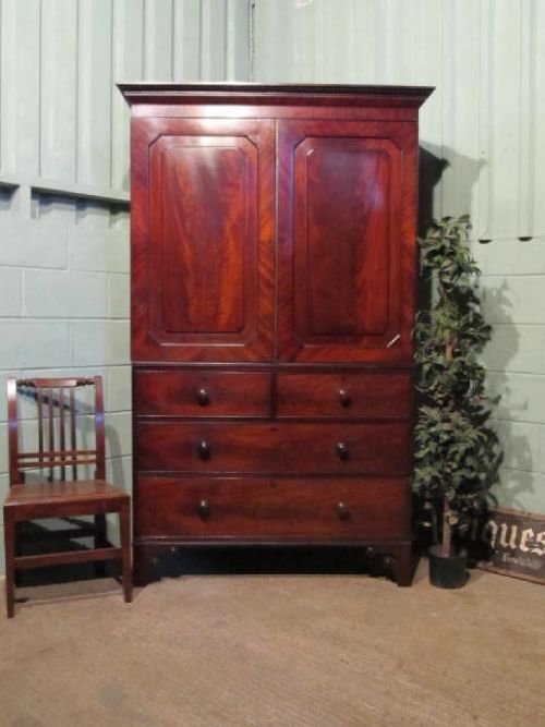 Antique Regency Mahogany Clothes Press on Chest C1820 W6333/29.3