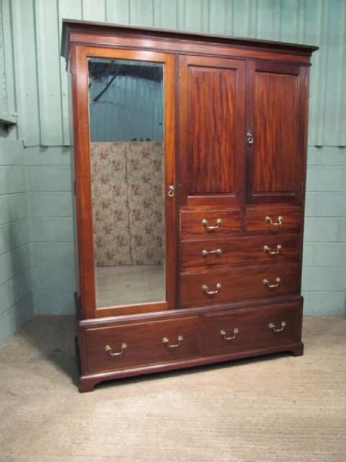 fig 1. ANTIQUE EDWARDIAN MAHOGANY GENTLEMANS WARDROBE COMPACTUM C1900 BY MAPLES & C0 W6334/29.3