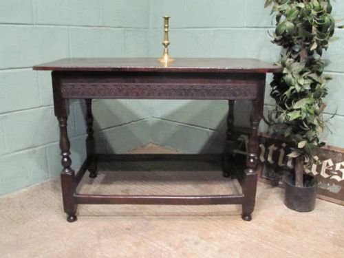 Antique Early Georgian Joined Oak Side Table C1720 W6343/4.4